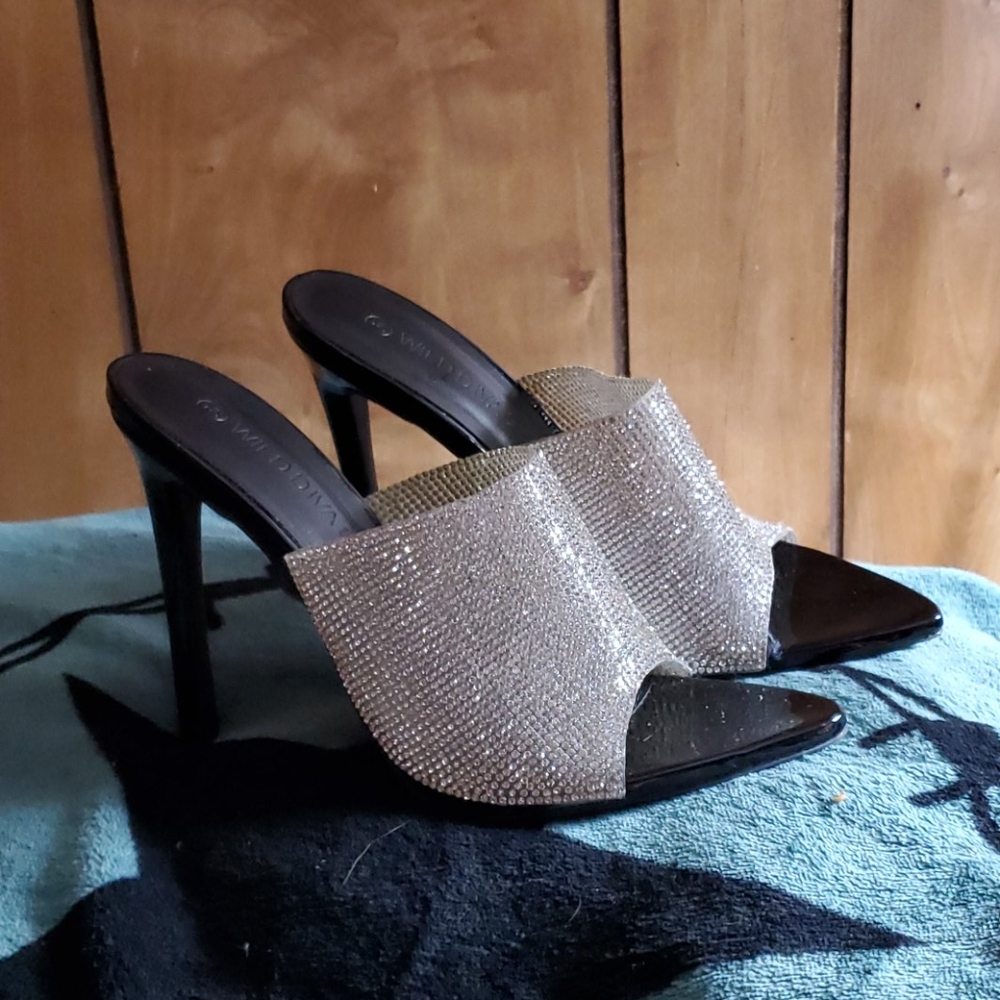 Rhinestone high heel sandals